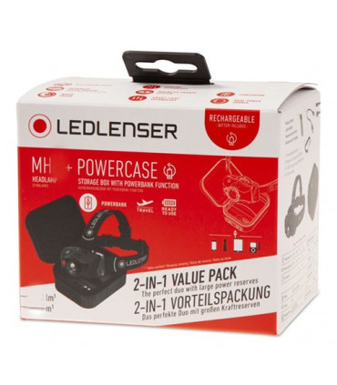 LINTERNA FRONTAL LED LENSER MH4 + POWERCASE RECARGABLE 400 LUMENES